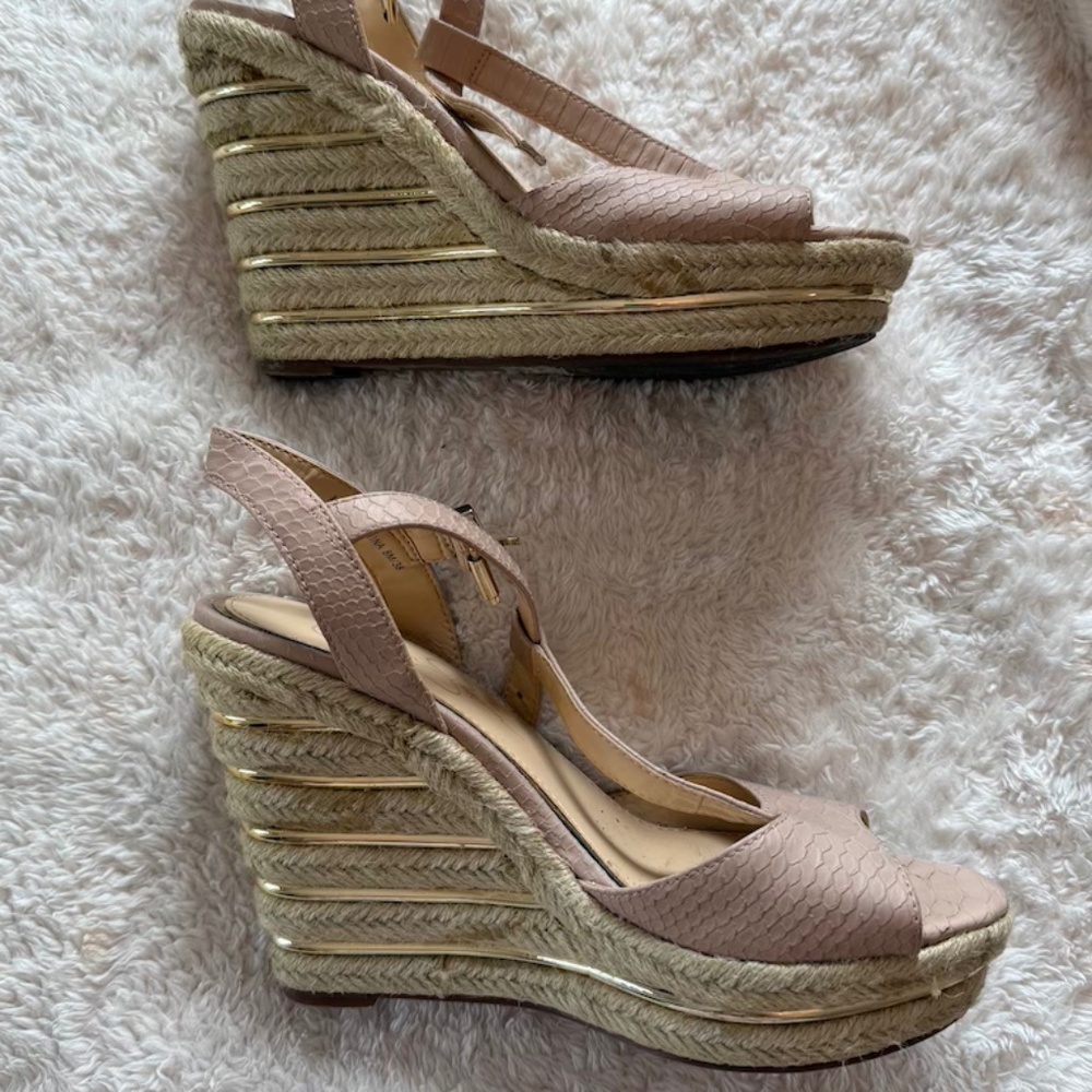Jessica Simpson Light Pink Snakeskin Jute Espadrille Platform Sandals Size 8